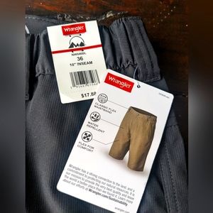 All 3!!!Wrangler Performance Shorts Men's Size 36 Blk, Khk, Grn.